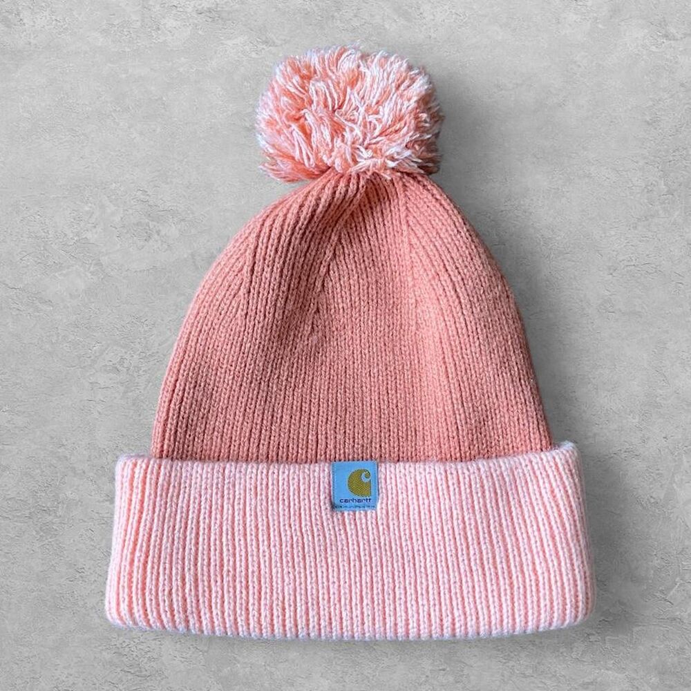 Carhartt Pom Pom Cuffed Beanie OS Coral Salmon Winter Gorpcore